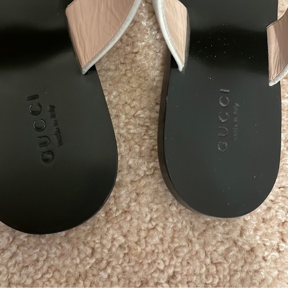 Womens Gucci Leather Thong Sandal with Double G - Picture 7 of 10